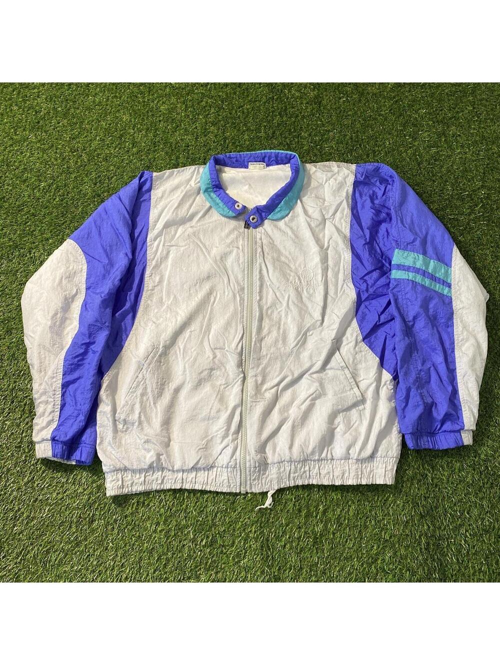 Vintage 90s Sergio Tacchini blue & white windbreaker jacket